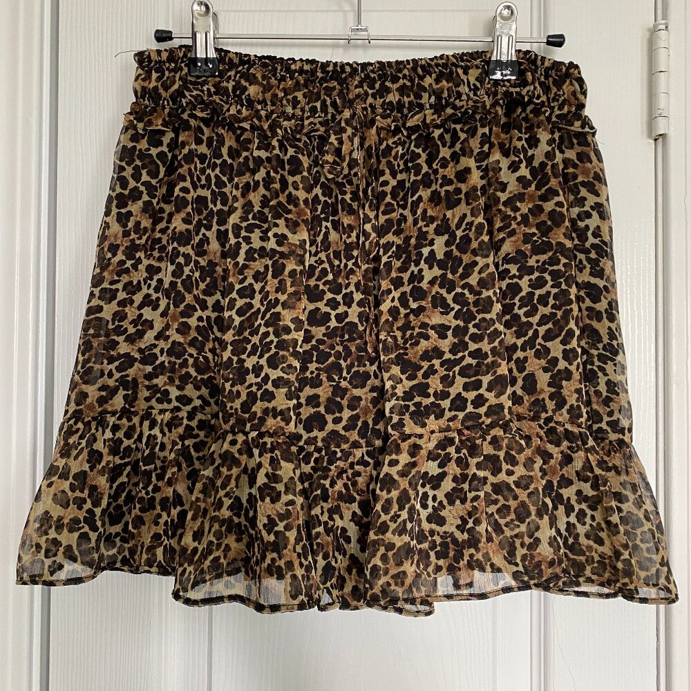 Zara Leopard Print Ruffle Mini Skirt – Size M